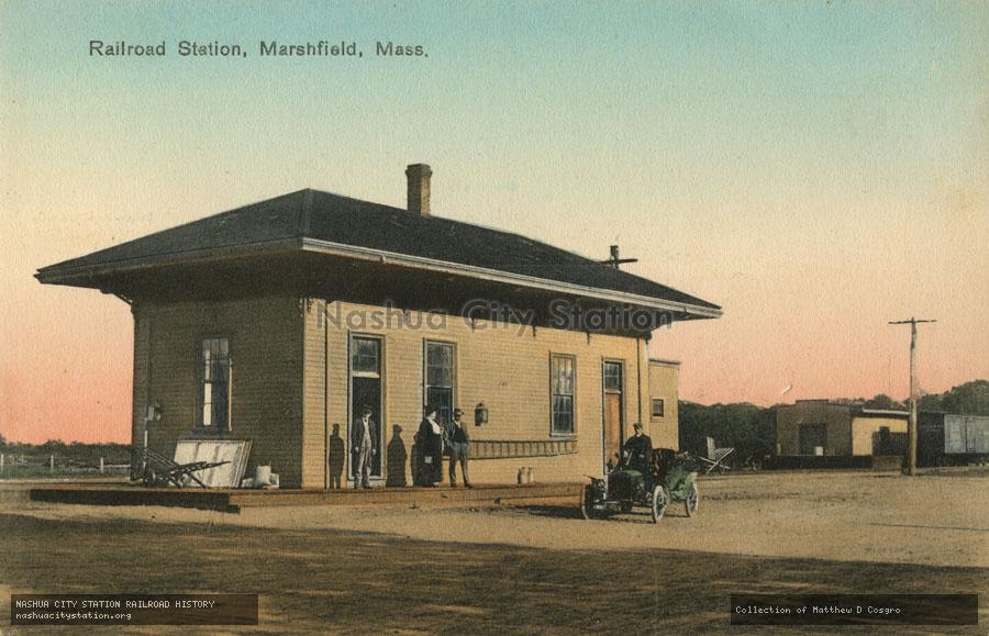 Postcard: Railroad Station, Marshfield, Massachusetts